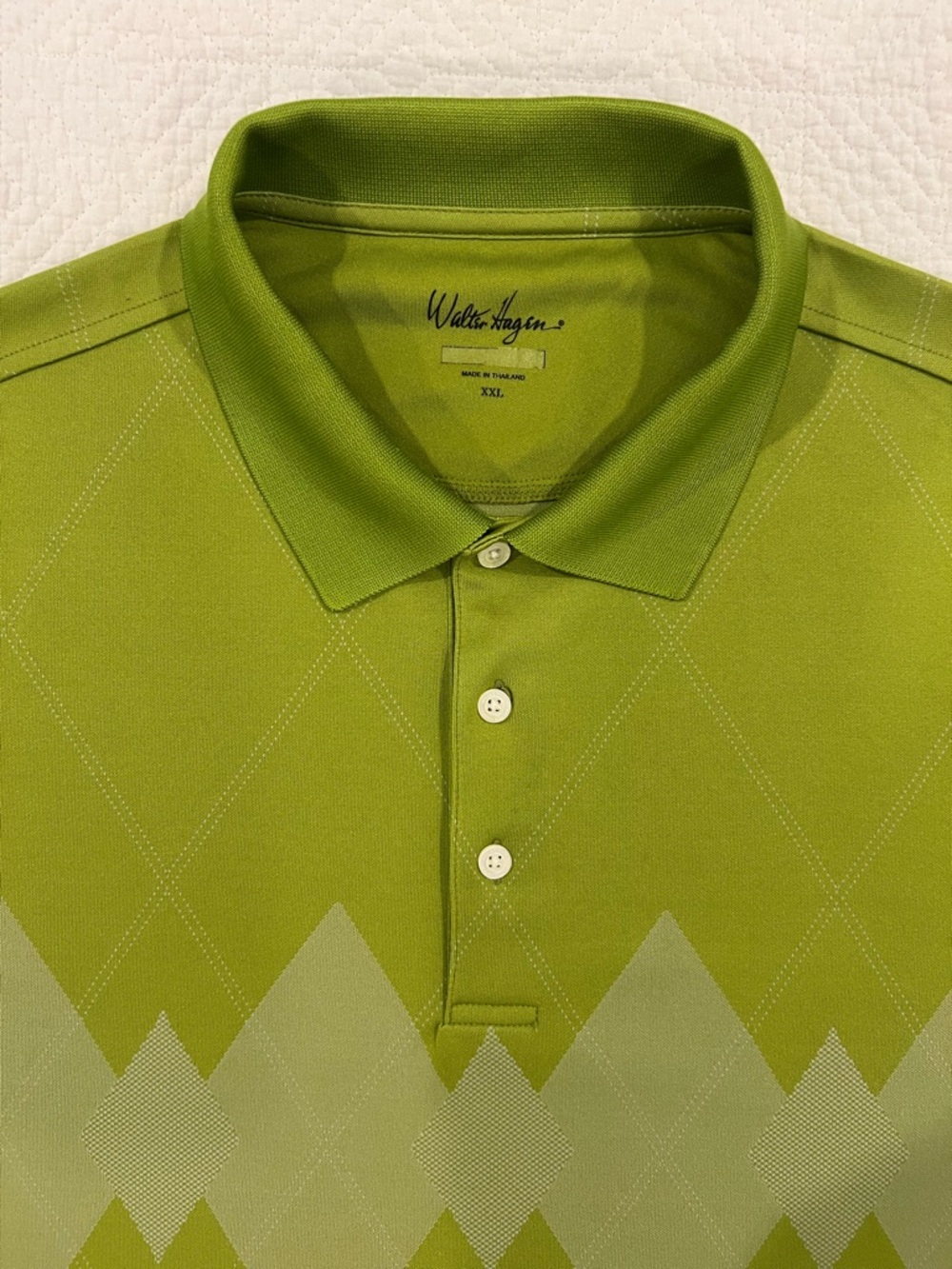 Walter Hagen Olive Green Short Sleeve Polo with Chevron Pattern